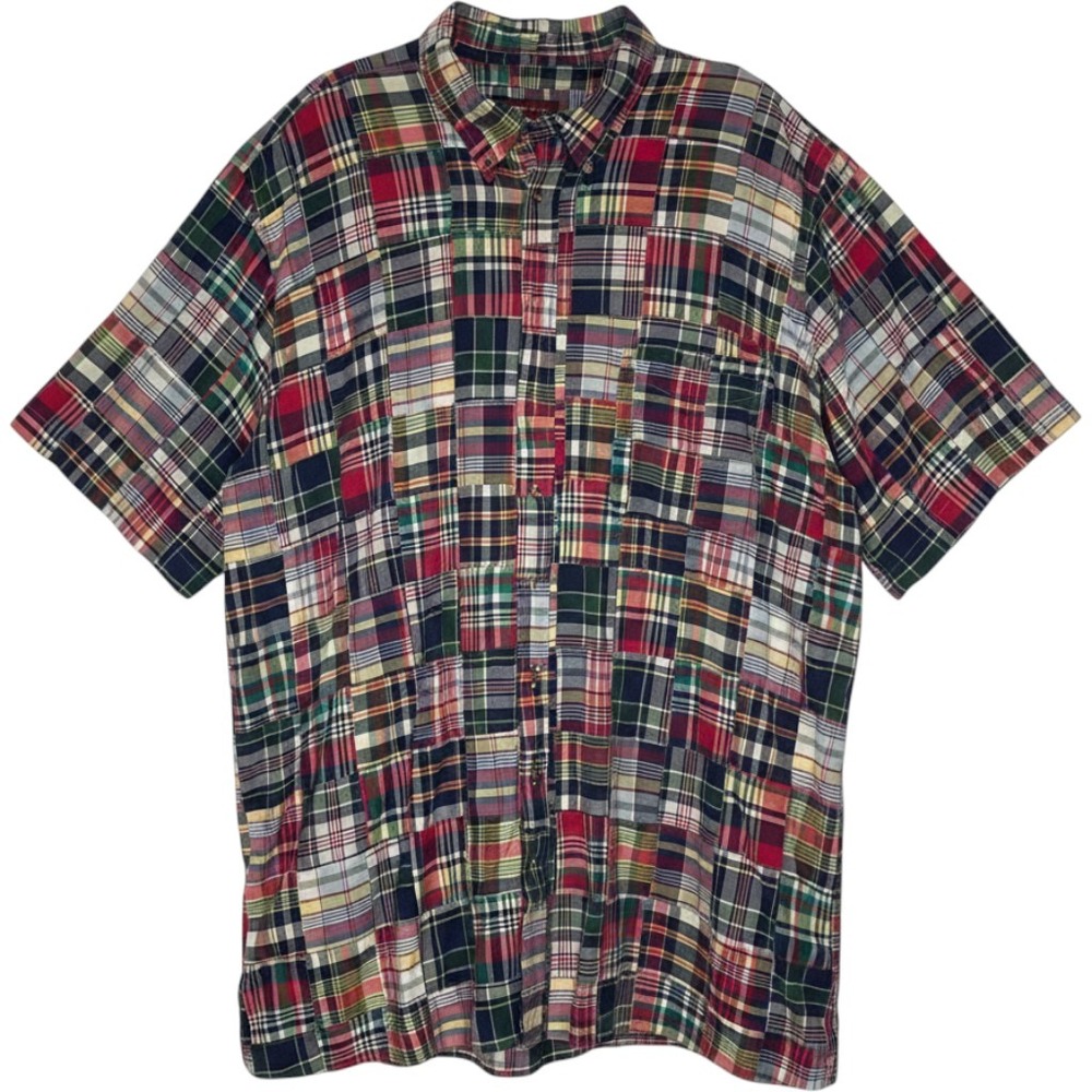 Oak Hill Plaid Patchwork Madras Button Down Shirt Men's Big 3XLT